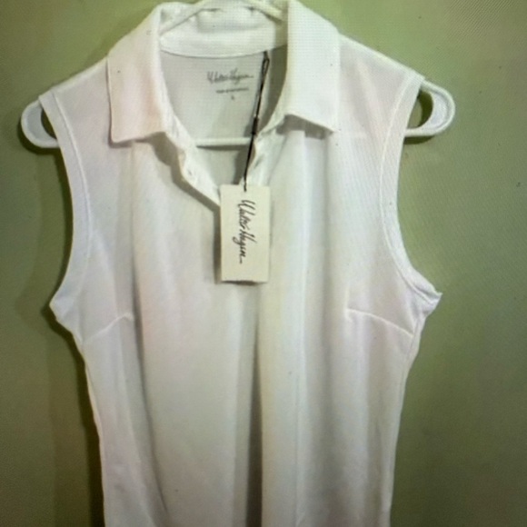 NWT Walter Hagen Clubhouse Pique Sleeveless Golf polo in white - Picture 4 of 10